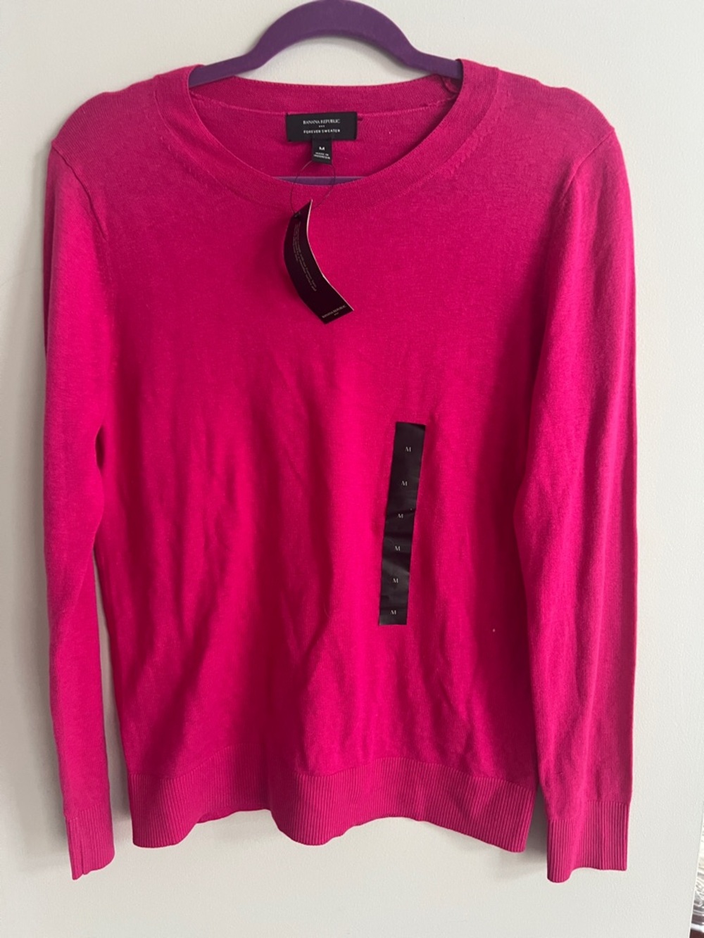 NWT | Banana Republic Women’s Crewneck Sweater - Bright Fuchsia, Size M